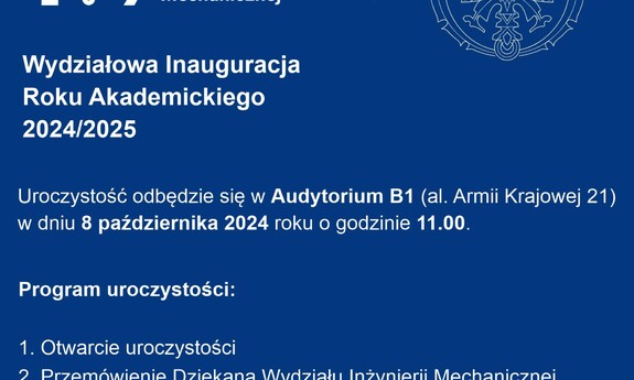 Wydziałowa Inauguracja Roku Akademickiego 2024/2025